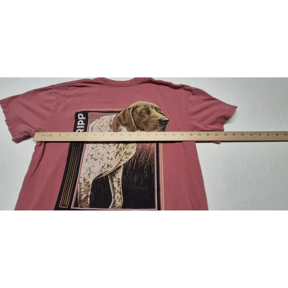 Fripp men's red dog theme short sleeve graphic t-shirt sz. S 100%‎ cotton